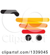 Red Yellow Black And Orange Shopping Cart Retail Icon 3