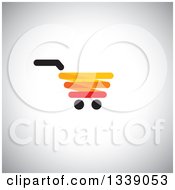 Poster, Art Print Of Red Yellow Black And Orange Shopping Cart Retail Icon Over Shading
