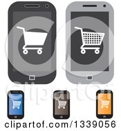 Poster, Art Print Of Shopping Cart Checkout Icons On Cell Phone Screens