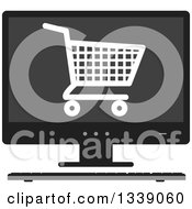 Poster, Art Print Of Shopping Cart Checkout Icon On A Desktop Computer Screen