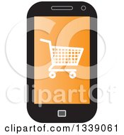 Poster, Art Print Of Shopping Cart Checkout Icon On An Orange Cell Phone Screen