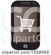 Poster, Art Print Of Shopping Cart Checkout Icon On A Brown Cell Phone Screen