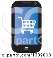 Poster, Art Print Of Shopping Cart Checkout Icon On A Blue Cell Phone Screen