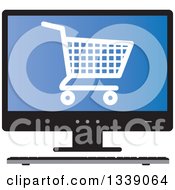 Poster, Art Print Of Shopping Cart Checkout Icon On A Blue Desktop Computer Screen