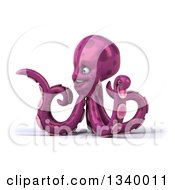 Clipart Of A 3d Purple Octopus Facing Left Royalty Free Illustration by Julos