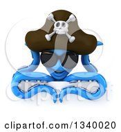 Clipart Of A 3d Blue Pirate Octopus Wearing Sunglasses And Looking Down Over A Sign Royalty Free Illustration by Julos