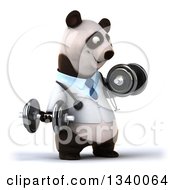 Clipart Of A 3d Doctor Or Veterinarian Panda Working Out Facing Right Doing Bicep Curls With Dumbbells Royalty Free Illustration by Julos