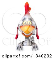 Clipart Of A 3d White Chicken Over A Sign Royalty Free Illustration by Julos