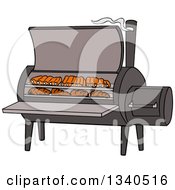 Cartoon Bbq Smoker With Ribs And Steaks
