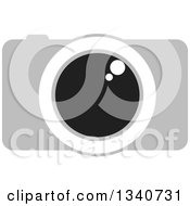 Clipart Of A Grayscale Camera With A Shiny Lens Royalty Free Vector Illustration