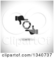 Clipart Of A Floating Pair Of Hands Making A Frame Around A Colorful Shutter Camera Lens Over Shading 2 Royalty Free Vector Illustration