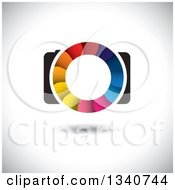 Poster, Art Print Of Floating Camera With A Colorful Shutter Lens On Shading 3