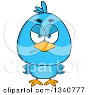 Poster, Art Print Of Cartoon Blue Bird Looking Angry With Hands On His Hips