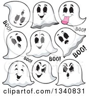 Poster, Art Print Of Cartoon Halloween Ghosts Saying Boo