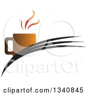 Poster, Art Print Of Steaming Hot Coffee Cup On Swooshes