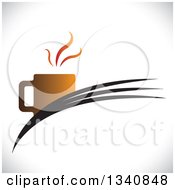 Poster, Art Print Of Steaming Hot Coffee Cup On Swooshes Over Shading