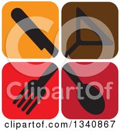 Clipart Of Icon Tiles With Silhouetted Silverware And A Cocktail Glass Royalty Free Vector Illustration by ColorMagic