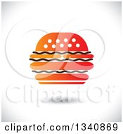 Clipart Of A Floating Black White And Orange Cheeseburger Over Shading Royalty Free Vector Illustration by ColorMagic