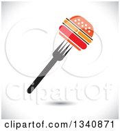 Clipart Of A Cheeseburger On A Fork Over Shading Royalty Free Vector Illustration