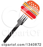 Clipart Of A Cheeseburger On A Fork Royalty Free Vector Illustration