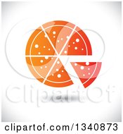 Clipart Of A Floating Gradient Orange Pizza Over Shading Royalty Free Vector Illustration