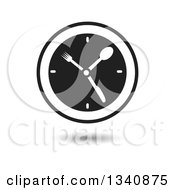 Clipart Of A Floating Black And White Wall Clock With Silverware Hands Over Shading Royalty Free Vector Illustration by ColorMagic