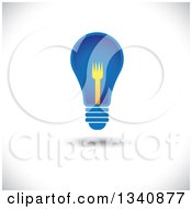 Poster, Art Print Of Floating Blue Light Bulb With A Yellow Fork Filament Over Shading