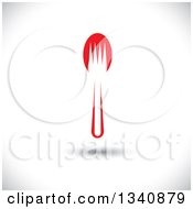 Poster, Art Print Of Floating White Fork Silhouette Over A Red Spoon Over Shading