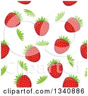 Seamless Strawberry Fruit And Green Top Background