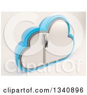 Poster, Art Print Of 3d Silver And Blue Zipped Secured Cloud Drive Icon On Off White 2
