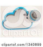 Clipart Of A 3d Cloud Storage Icon With A Round Padlock On Shaded White 3 Royalty Free Illustration