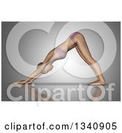 Poster, Art Print Of 3d Fit Caucasian Woman In A Yoga Pose On Gray 4
