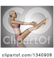 Poster, Art Print Of 3d Fit Caucasian Woman In A Yoga Pose On Gray 5