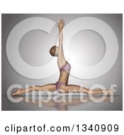 Clipart Of A 3d Fit Caucasian Woman In A Splits Yoga Pose On Gray Royalty Free Illustration