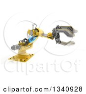 Poster, Art Print Of 3d Yellow Industrial Robotic Arm On White 2
