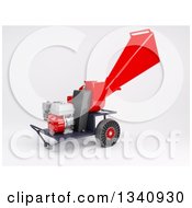 Clipart Of A 3d Red Garden Shredder Machine On Shaded White Royalty Free Illustration by KJ Pargeter