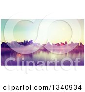 Poster, Art Print Of 3d Tropical Island With Sunset Flares