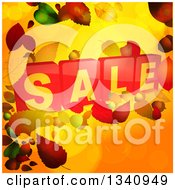 Poster, Art Print Of 3d Red Sale Tiles Over Autumn Leaves And Orange