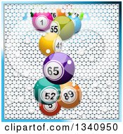 Poster, Art Print Of 3d Colorful Bingo Balls Breaking Through White Tiles Bordered In Blue