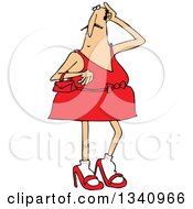 Cartoon White Man In Heels And A Dress