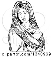 Poster, Art Print Of Black And White Virgin Mary