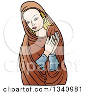 Clipart Of A Praying Virgin Mary 2 Royalty Free Vector Illustration