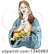Clipart Of A Virgin Mary Holding Baby Jesus 3 Royalty Free Vector Illustration