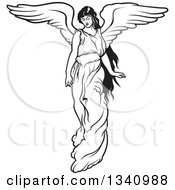 Clipart Of A Black And White Female Angel Royalty Free Vector Illustration