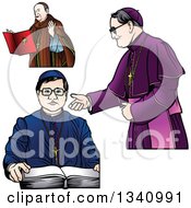 Poster, Art Print Of Bishops In A Red Blue And Purple Robes