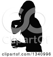 Clipart Of A Black Silhouetted Pary Woman Holding A Beverage Royalty Free Vector Illustration by dero
