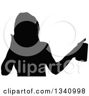 Poster, Art Print Of Black Silhouetted Pary Woman Holding A Beverage 2
