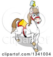Poster, Art Print Of Cartoon White Circus Horse Prancing