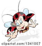 Cartoon Happy Ladybug Flying