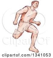 Sketched Or Engraved Barefoot Male Marathon Runner